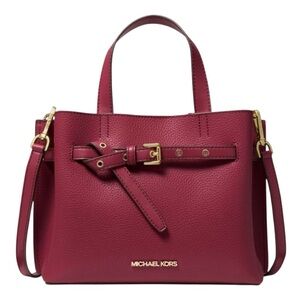 NWT Michael Kors Emilia Satchel Mulberry Pink Leather Bag Quiet Luxury Crossbody